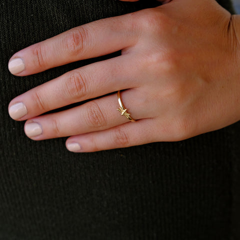 14K Solid Gold Dragonfly Ring - Delicate and Charming Fine Jewelry