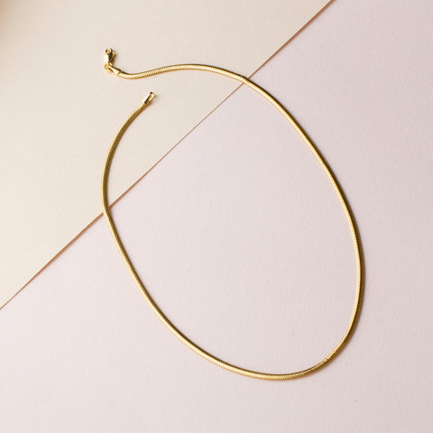 14K Gold Flat Snake Chain Necklace - Sleek And Modern Luxury Jewelry