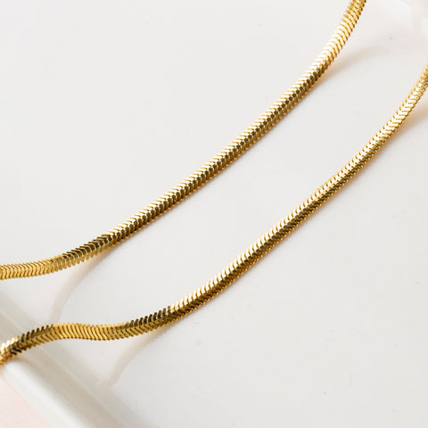 14K Gold Flat Snake Chain Necklace - Sleek And Modern Luxury Jewelry