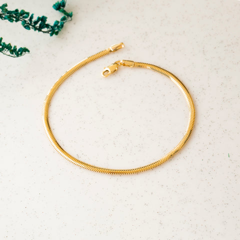 14K Gold Flat Snake Chain Bracelet - Sleek and Modern Luxury Jewelry