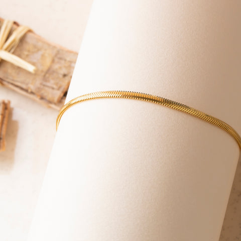 14K Gold Flat Snake Chain Bracelet - Sleek and Modern Luxury Jewelry