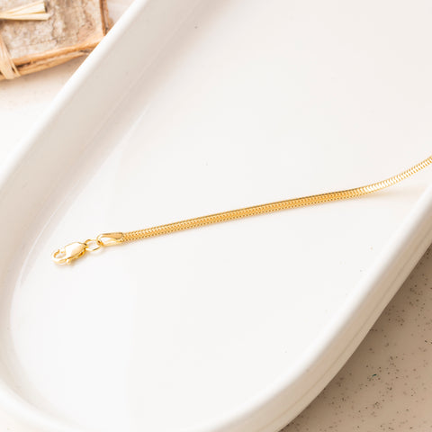 14K Gold Flat Snake Chain Bracelet - Sleek and Modern Luxury Jewelry