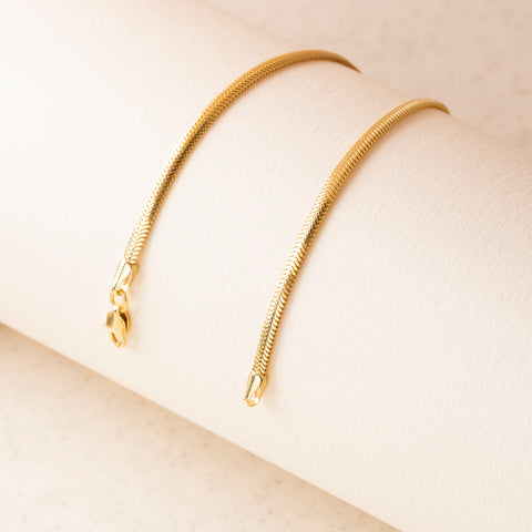 14K Gold Flat Snake Chain Bracelet - Sleek and Modern Luxury Jewelry