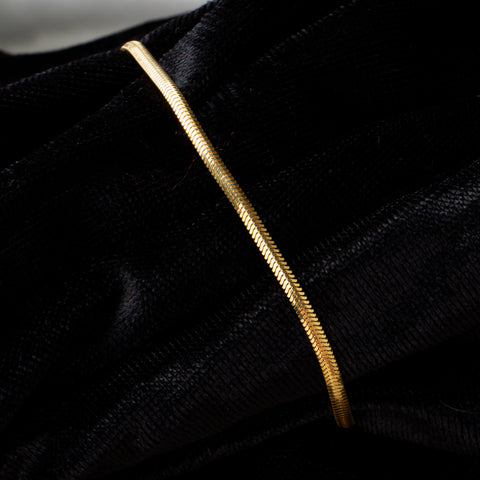 14K Gold Flat Snake Chain Bracelet - Sleek and Modern Luxury Jewelry