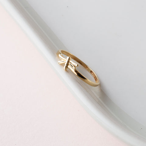 14K Solid Gold Dragonfly Ring - Delicate and Charming Fine Jewelry