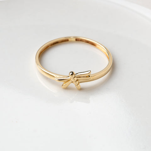 14K Solid Gold Dragonfly Ring - Delicate and Charming Fine Jewelry