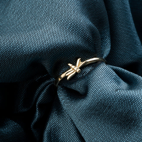 14K Solid Gold Dragonfly Ring - Delicate and Charming Fine Jewelry