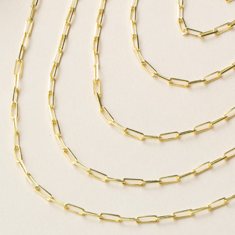 14K Solid Gold Paperclip Chain Necklace - Sleek, Lightweight, and Versatile