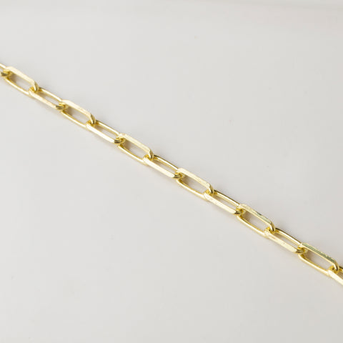 14K Solid Gold Paperclip Chain Bracelet - Lightweight, Adjustable & Elegant