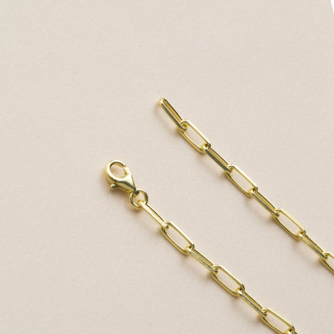 14K Solid Gold Paperclip Chain Bracelet - Lightweight, Adjustable & Elegant