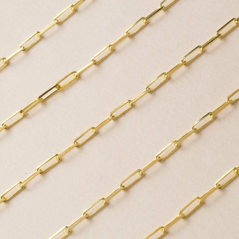 14K Solid Gold Paperclip Chain Necklace - Sleek, Lightweight, and Versatile