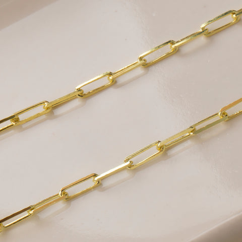 14K Solid Gold Paperclip Chain Necklace - Sleek, Lightweight, and Versatile