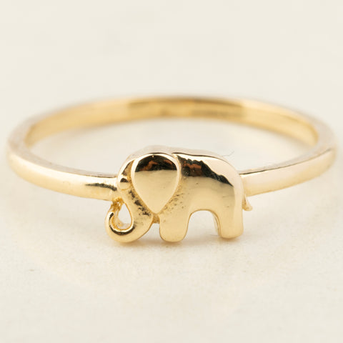 14K Solid Gold Elephant Ring - Symbol of Strength and Grace