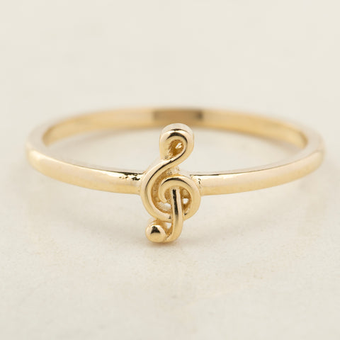 14K Solid Gold Treble Clef Ring - A Symphony of Style and Elegance