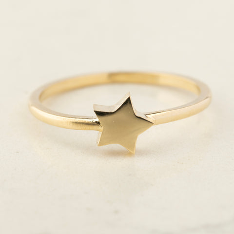 14K Solid Gold Celestial Star Ring - A Touch of Astral Elegance