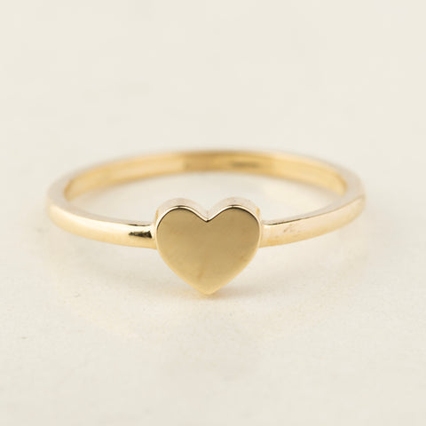 14K Solid Gold Heart Signet Ring - Timeless Symbol of Love