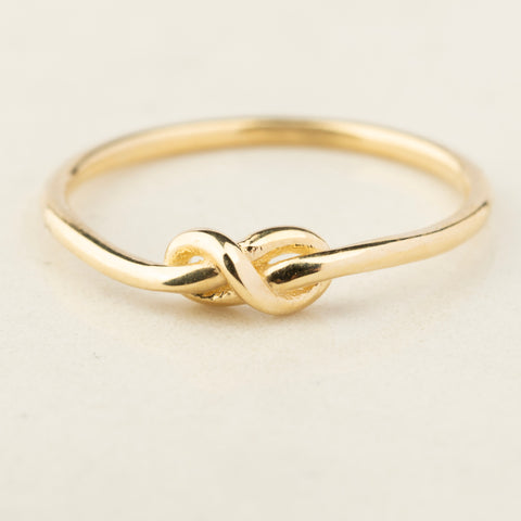 14K Solid Gold Delicate Twisted Knot Infinity Ring - Symbol of Love and Commitment