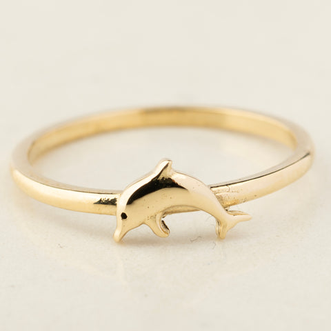 14K Solid Gold Dolphin Ring - Playful Elegance in Fine Jewelry