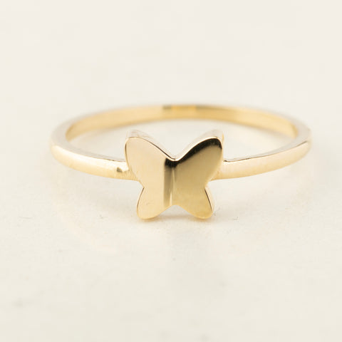 14K Solid Gold Elegant Butterfly Ring - Delicate and Whimsical