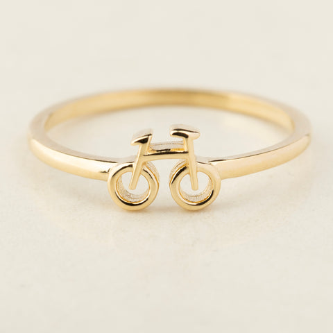 14K Gold Bicycle Ring - Unique Cycling-Themed Jewelry for Her