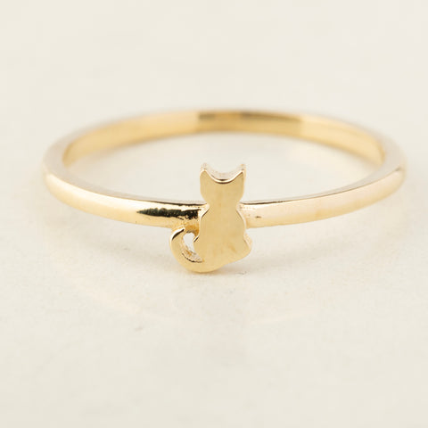 14K Solid Gold Cat Ring - A Tribute to Feline Grace