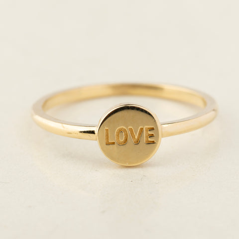 14K Solid Gold "Love" Script Ring - A Symbol of Affection and Connection