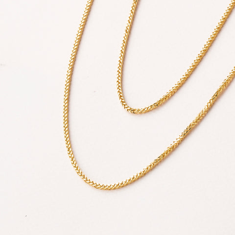 14K Solid Gold Wheat / Spiga Chain Necklace - Elegance in Every Link