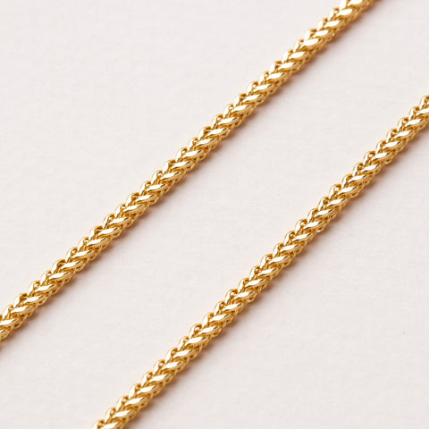 14K Solid Gold Wheat / Spiga Chain Necklace - Elegance in Every Link