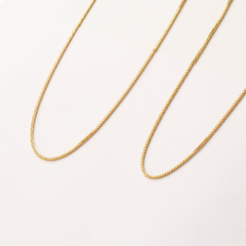 14K Solid Gold Wheat / Spiga Chain Necklace - Elegance in Every Link