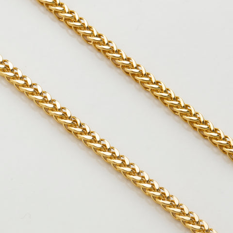 14K Solid Gold Wheat / Spiga Chain Necklace - Elegance in Every Link