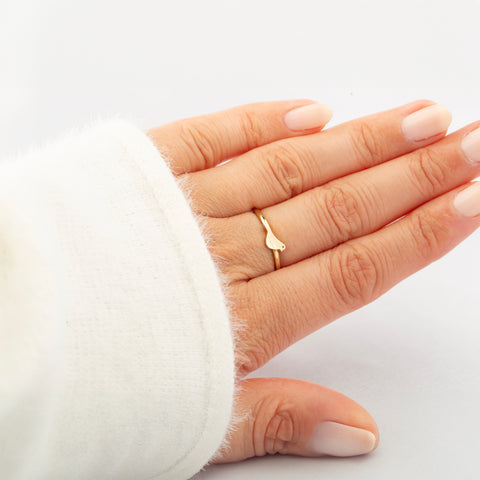 14K Gold Delicate Bird Ring - Charming and Elegant Jewelry