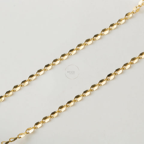 14K Solid Gold Sequin Chain Necklace - Elegance with a Sparkle