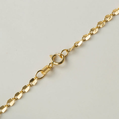 14K Solid Gold Sequin Chain Necklace - Elegance with a Sparkle