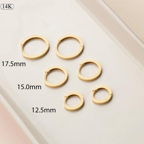 14K Gold Hoop / Huggie Earrings - Classic Elegance in Three Sizes