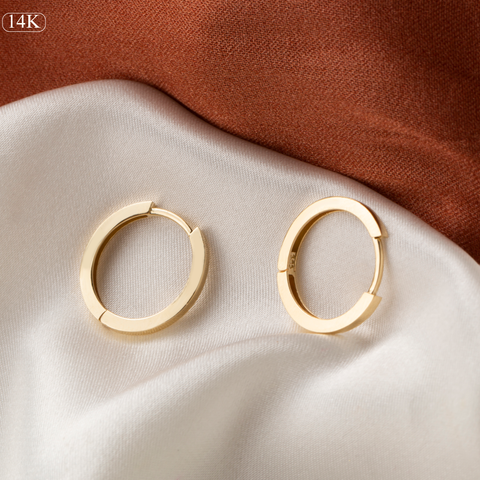 14K Gold Hoop / Huggie Earrings - Classic Elegance in Three Sizes