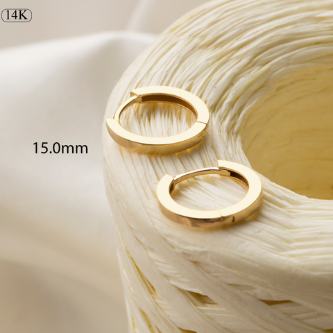 14K Gold Hoop / Huggie Earrings - Classic Elegance in Three Sizes