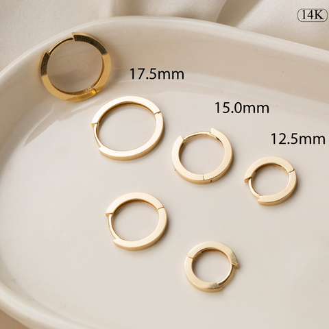 14K Gold Hoop / Huggie Earrings - Classic Elegance in Three Sizes