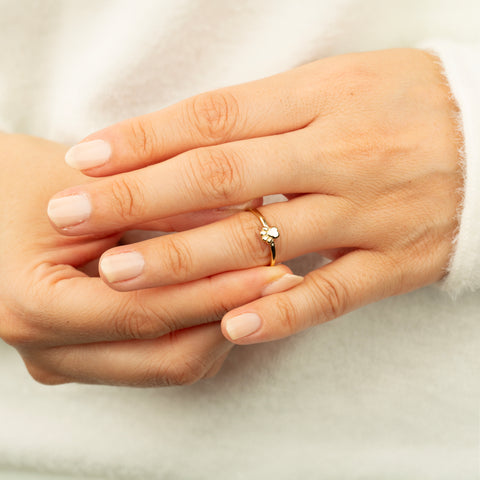 14K Solid Gold Paw Print Ring - A Tribute to Pet Love