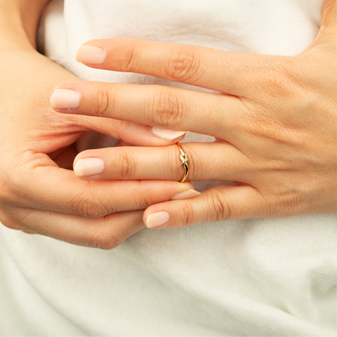 14K Solid Gold Delicate Twisted Knot Infinity Ring - Symbol of Love and Commitment