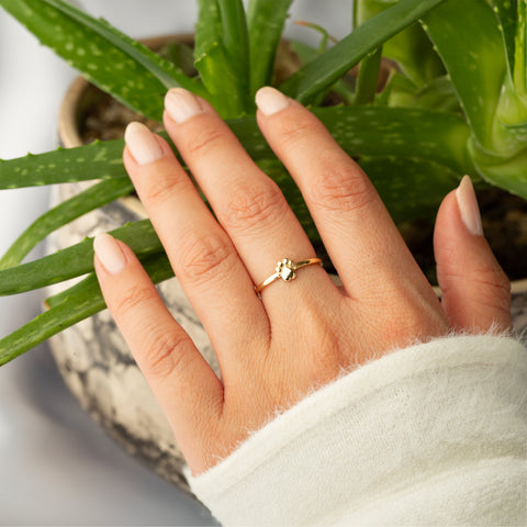 14K Solid Gold Paw Print Ring - A Tribute to Pet Love