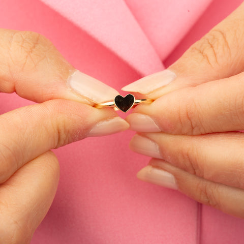 14K Solid Gold Heart Signet Ring - Timeless Symbol of Love