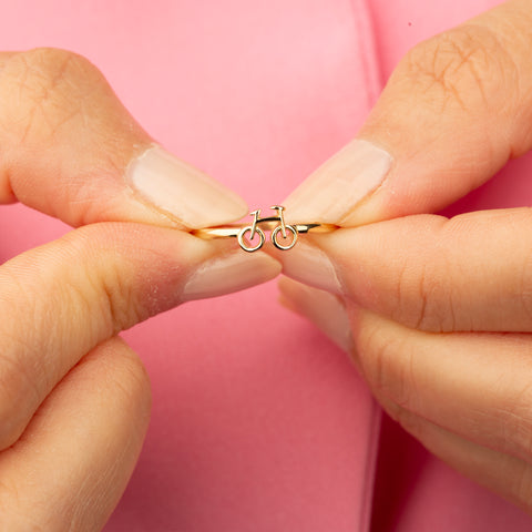 14K Gold Bicycle Ring - Unique Cycling-Themed Jewelry for Her