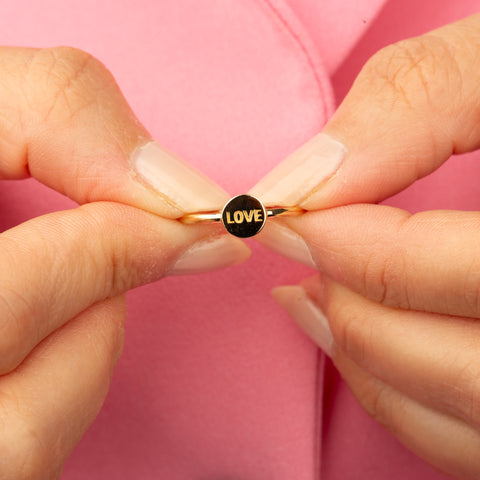 14K Solid Gold "Love" Script Ring - A Symbol of Affection and Connection