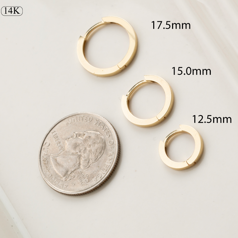 14K Gold Hoop / Huggie Earrings - Classic Elegance in Three Sizes