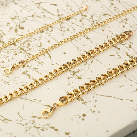 14K Solid Gold Miami Cuban Link Chain Bracelet - Semi Hollow Link - Timeless Elegance and Strength