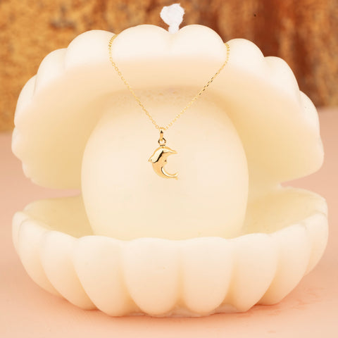 14K Gold Dolphin Pendant Necklace - Embrace the Ocean's Charm