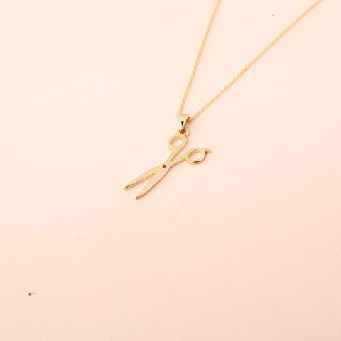 14K Solid Gold Scissor Necklace - A Tribute to Hair Artistry