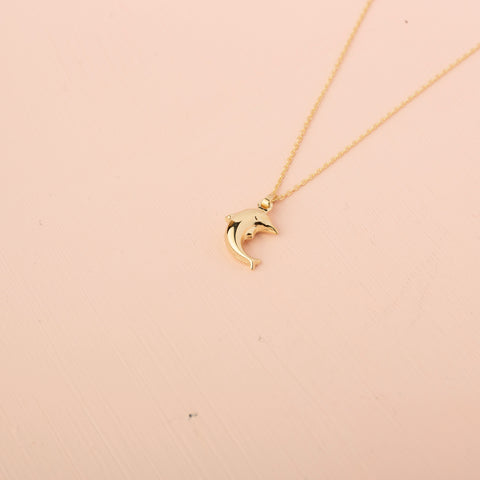 14K Gold Dolphin Pendant Necklace - Embrace the Ocean's Charm