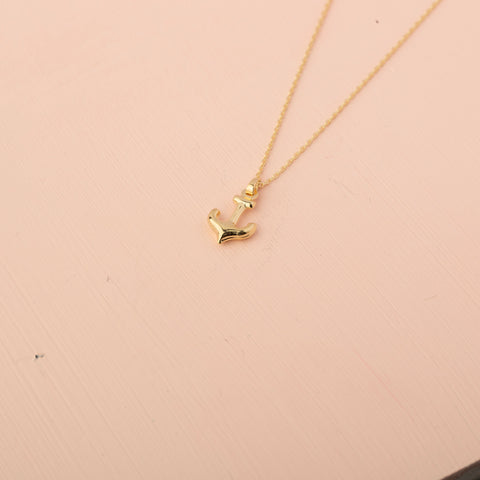 14K Gold Mini Anchor Necklace - Maritime Elegance