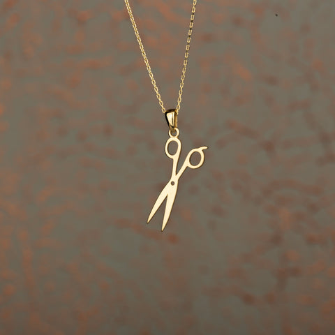 14K Solid Gold Scissor Necklace - A Tribute to Hair Artistry